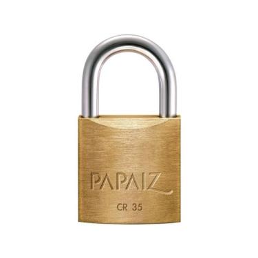 Imagem de Cadeado Chave Papaiz Clássica Standard CR35 - 35mm Amarelo e Cromado, 