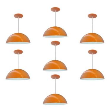 Imagem de Kit 7 Luminária Pendente Meia Lua 34cm Com Interior Branco Brilho Com 