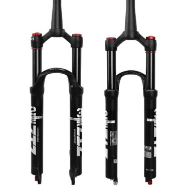 Imagem de ZTZ Garfo de suspensão pneumática BTT de 26/27,5/73.7 cm, tubo cônico de 3,8 a 3,8 cm, ajuste de rebote, viagem de 120 mm, QR 9 mm x 100 mm, bloqueio manual, garfo frontal ultraleve para mountain bike