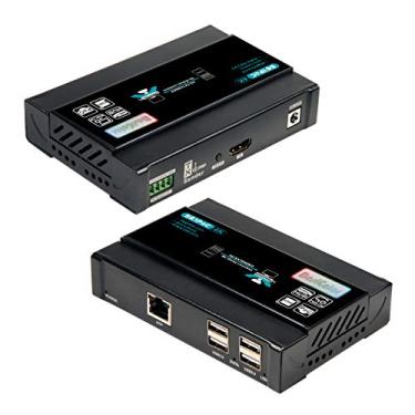 Imagem de Basicolor Extensor Usb Hdmi Kvm 4K @ 60Hz Extensor Kvm Sobre Cat5E / Cat6 Até 60M (196 Pés), 4 Portas Usb, Latência Sem Perdas Ou Zero, Ligar e Usar (Extensor Kvm Ponto A Ponto)