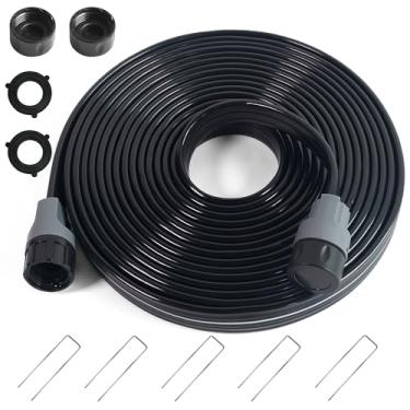 Imagem de Apgooface Mangueira de irrigação com furos de 25 pés, mangueira de imersão plana de 7,6 m para canteiros de jardim, mangueiras de irrigação por gotejamento para gramado, sistema de mangueira de