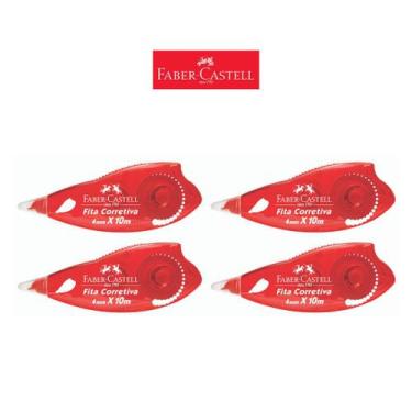 Imagem de Fita Corretiva FABER CASTELL 4MM x 10M Escolar Kit Com 4und - Faber-Ca