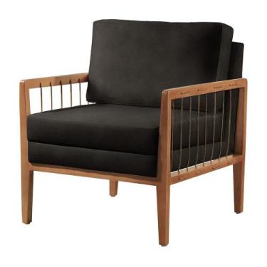 Imagem de Poltrona Decorativa Gael Madeira Maciça Castellar Móbile, Corino Preto