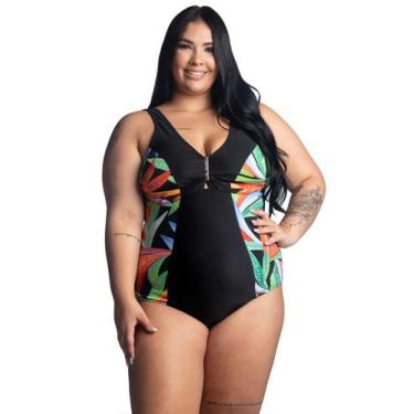 Imagem de Maiô Plus Size Detalhe que Emagrece Moda Praia - Kosh, Preto, 50, Maiô