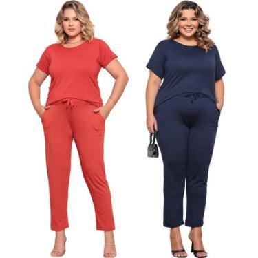 Imagem de Kit 2 Conjunto Feminino Plus Size Básico  Manga Viscolycra - Felicity,