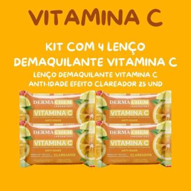 Imagem de Kit com 4 Lenço Demaquilante Vitamina C Anti-Idade Efeito Clareador 25