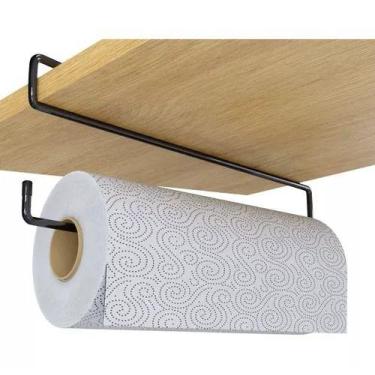 Imagem de Suporte Porta Papel Toalha Suspenso Aramado Cozinha Organizador Armári