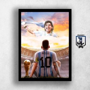 Imagem de Quadro Decorativo Messi e Maradona Campo Futebol Arte Bola 20x30 - CP