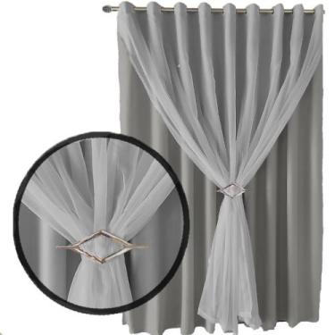 Imagem de cortina blackout corta luz Lisboa 6,00 x 2,60 c/voal branco - Bravin C
