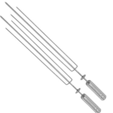 Imagem de Kit 2 Espeto Tridente Para Grill Giratória Inox para Churrasco - Lider