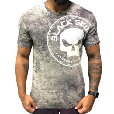 Imagem de Tshir estonada logo mescla cinza/preto - black skull - clothing (g), G
