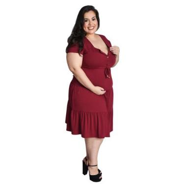 Imagem de Vestido Plus Size Grávida e Amamentação com Botão em Viscolycra Linda 