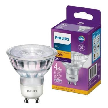 Imagem de Kit 4 Lampadas Dicroica Led Gu10 4.8W 525Lm Bivolt Philips, 127/220V, 