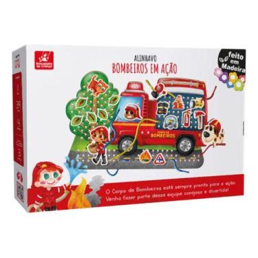 Imagem de Brinquedo Alinhavo Bombeiro em Ação Cordenação Motora - Brincadeira de