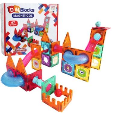 Imagem de Blocos De Montar Infantil Magnéticos Brinquedo Infantil 67Pç - DM TOYS
