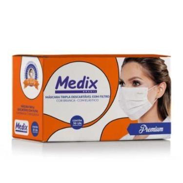 Imagem de Mascara Tripla Com Filtro Branca - 50 Unidades Medix - Franca Hospital