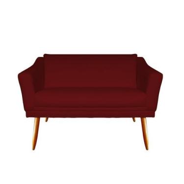 Imagem de Namoradeira Decorativa Agatha Suede Marsala 2 Lugares Pés Madeira Mz D