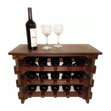 Imagem de Adega Vinho Madeira 15 Garrafas Tipo Mesinha Cor Imbuia C05 Cevey Adeg