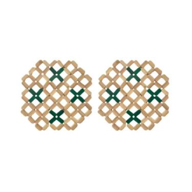 Imagem de Descanso de Panela de Bambu Apoio 2 Peças Verde - RT