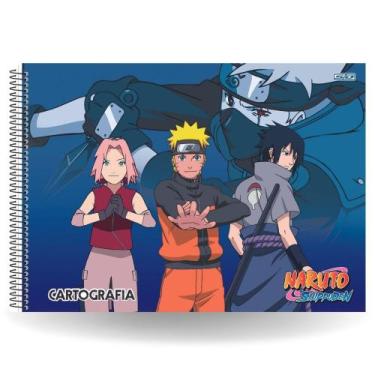 Imagem de Caderno de Desenho Naruto Shippuden Animes  Adesivos Escolar São Domin