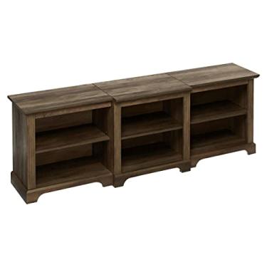 Imagem de Rockpoint Suporte de TV moderno de 70 polegadas para armazenamento de mídia e centro de entretenimento para TVs até 80, carvalho rústico