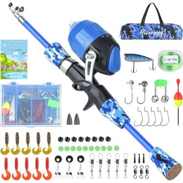 Imagem de Milerong Vara De Pesca Infantil, Vara De Pesca Infantil, Vara De Pesca Telescópica Portátil E Kit Combinado De Carretel Para Meninos, Meninas, Jovens - Com Carretel De Pesca Spincast, Equipamentos De