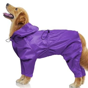 Imagem de OUOBOB Capa de chuva para cães, capas de chuva para cães grandes, jaqueta de chuva para cães com capuz transparente, poncho impermeável para cães à prova de neve, colete de chuva, roupas de chuva com