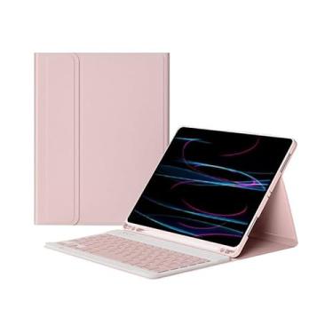 Imagem de Capa Para Tablet Com Teclado Bluetooth Para Samsung Tab S7 Plus/S7 FE/S8 Plus 12,4 Polegadas (Rosa, Teclado comum)