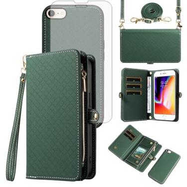 Imagem de Asuwish Capa de celular para iPhone 7/8/SE 2020/2022 carteira com zíper com alça protetora de tela flip porta-cartão iPhone7/8 7s 8s i SE2020 SE2022 2/2nd/3/3ª geração SE2 SE3 7SE 8SE 8SE feminina