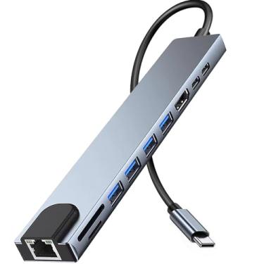 Imagem de Adaptador HDMI USB C Hub, estação de ancoragem USB C 10 em 1 com HDMI 4K, Ethernet RJ45, leitor de cartão SD/TF, USB 3.0/2.0, PD 100W, USB C, LAN USB C Dongle para MacBook Pro/Air, iPad Pro, XPS, etc