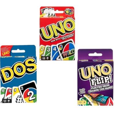 Imagem de Mattel Uno, Flip and Dos Pack of 3 Combo Card Game