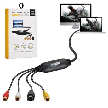 Imagem de VHS para conversor digital, placa de captura de vídeo USB 2.0 dispositivo de cartão de captura de áudio e vídeo antigo VHS Mini DV Hi8 DVD VCR para conversor digital para Mac, PC compatível com