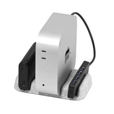 Imagem de RLSOCO O suporte vertical em feltro puro é adequado para Mac Mini M4/M4 Pro, Beelink, GMKtec, GEEKOM Mini PC e outros (cinza).