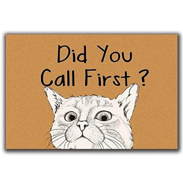 Imagem de Did You Call First Tapete de porta engraçado, entrada externa, tapete de porta da frente de gato, capacho absorvente de lama de boas-vindas, tapete de borracha antiderrapante, tapete de borracha,