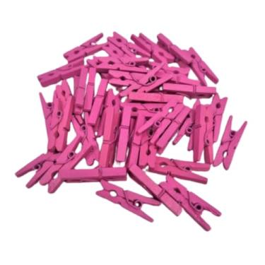 Imagem de 100 Mini Prendedor Madeira Pregador Colorido Varal de Fotos Memory Board 2,5cm (Rosa Pink)