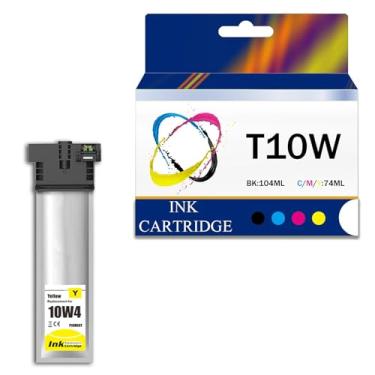 Imagem de Cartuchos de tinta T10W de alta capacidade T10W100 T10W200 T10W300 T10W400 Conjunto de tinta de reposição para impressora EPSON WorkPorce Pro WF-C5390 WF-C5890, com chip, amarelo - 1 pacote