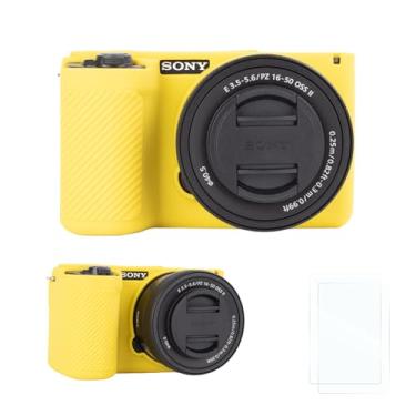 Imagem de Rieibi Capa protetora de silicone para câmera Sony Alpha ZV-E10 II com 2 peças, capa leve ZV-E10II com sensação de aderência aprimorada para câmera Sony ZV-E10 II, Amarelo, Capa para câmera