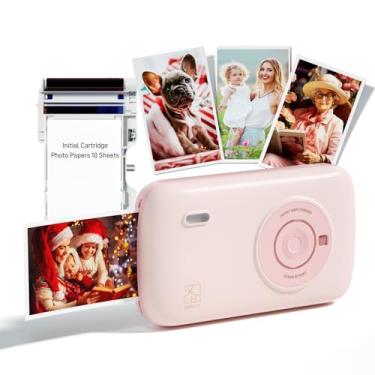 Imagem de HPRT Mini impressora fotográfica para iPhone, smartphone, impressora instantânea portátil com Bluetooth, impressora fotográfica de sublimação térmica sem fio CP2100 (rosa, impressora + 10 folhas)