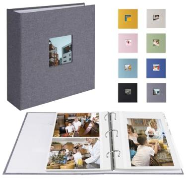 Imagem de 1DOT2 Álbum de Fotos 4X6 Fotos Comporta 200 Ou 5X7 Fotos Comporta 100, Álbuns de Fotos de 3 Argolas, Capa de Linho, Álbum de Fotos Sem Ácido, Álbuns 4X6 5X7 para Família, Casamento, Bebê (Cinza)