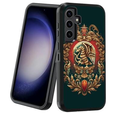 Imagem de BXIKEOPIU Capa para Samsung Galaxy S24 FE, 3 camadas resistentes à prova de choque à prova de poeira/queda, capa protetora robusta para Samsung Galaxy S24 FE 5G (2024) - Totem asteca maia com bandeira