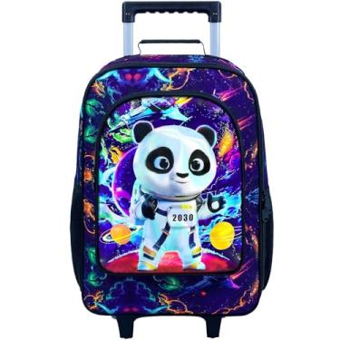 Imagem de 2 peças de bagagem para meninas e meninos, mala de mão de unicórnio para crianças, malas de dinossauro com conjunto de mochila infantil de 30,5 cm, Panda roxo, One Size