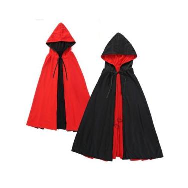 Imagem de Capa Infantil Dupla Face Drácula Vampiro Luxo Carnaval e Halloween - M