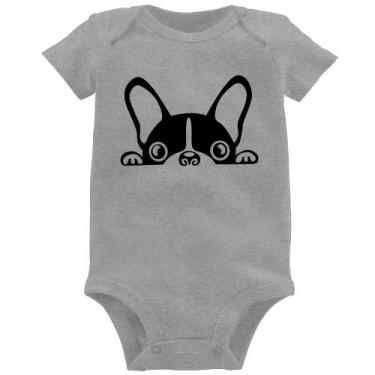 Imagem de Body Bebê Cachorro Boston Terrier - Foca na Moda, Cinza, P