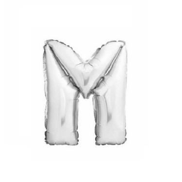 Imagem de Bexiga Balão Metalizado 16 Polegadas 40cm Prata Letra M - PB Festas