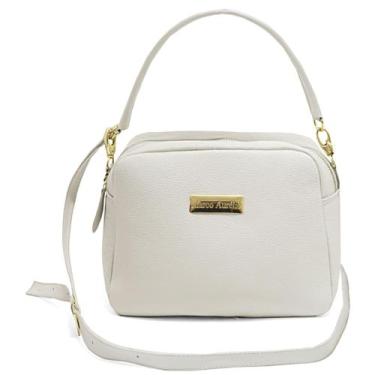 Imagem de Bolsa Feminina Transversal Em Couro Legítimo Marco Aurélio, Off white
