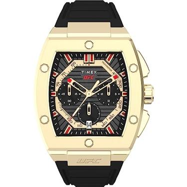 Imagem de Timex Relógio masculino UFC Animal 51 mm - pulseira preta com mostrador preto e caixa dourada, Preto