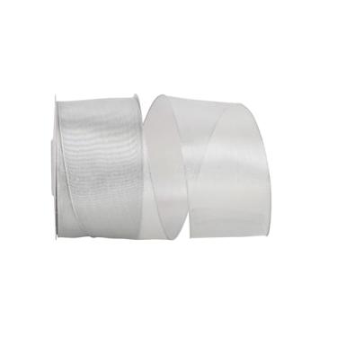 Imagem de Reliant Ribbon Fita de borda com fio clássica de malha, 5,5 cm x 25 metros, prata