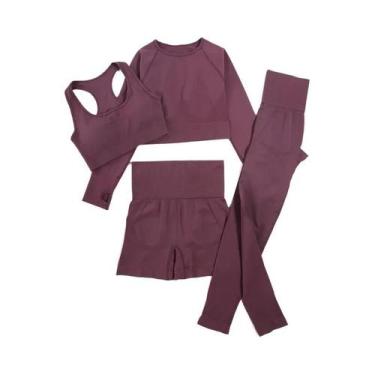 Imagem de Conjunto de Yoga Sem Costura Feminino - Roupas de Ginástica e Fitness,