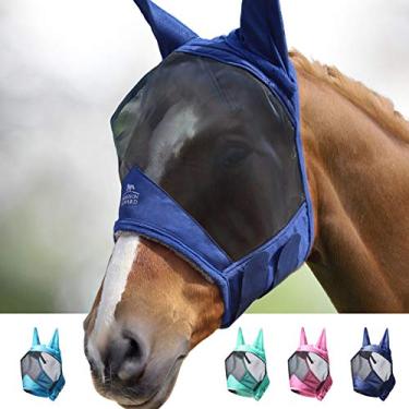Imagem de Harrison Howard CareMaster Pro Luminous Horse Fly Mask Large Eye Space Standard com Orelhas Proteção UV para Cavalo Azul Marinho S Pônei