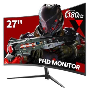 Imagem de ZZA Gaming Monitor 27 Inch Curved 180Hz| 165Hz|144Hz|1ms| Computer Monitor FHD|1080P| 90% DCI-P3,100% sRGB,PC Monitor FreeSync| HDMI|HDR|Low Blue Light| HDMI|DP Ports| VESA Mount| Met